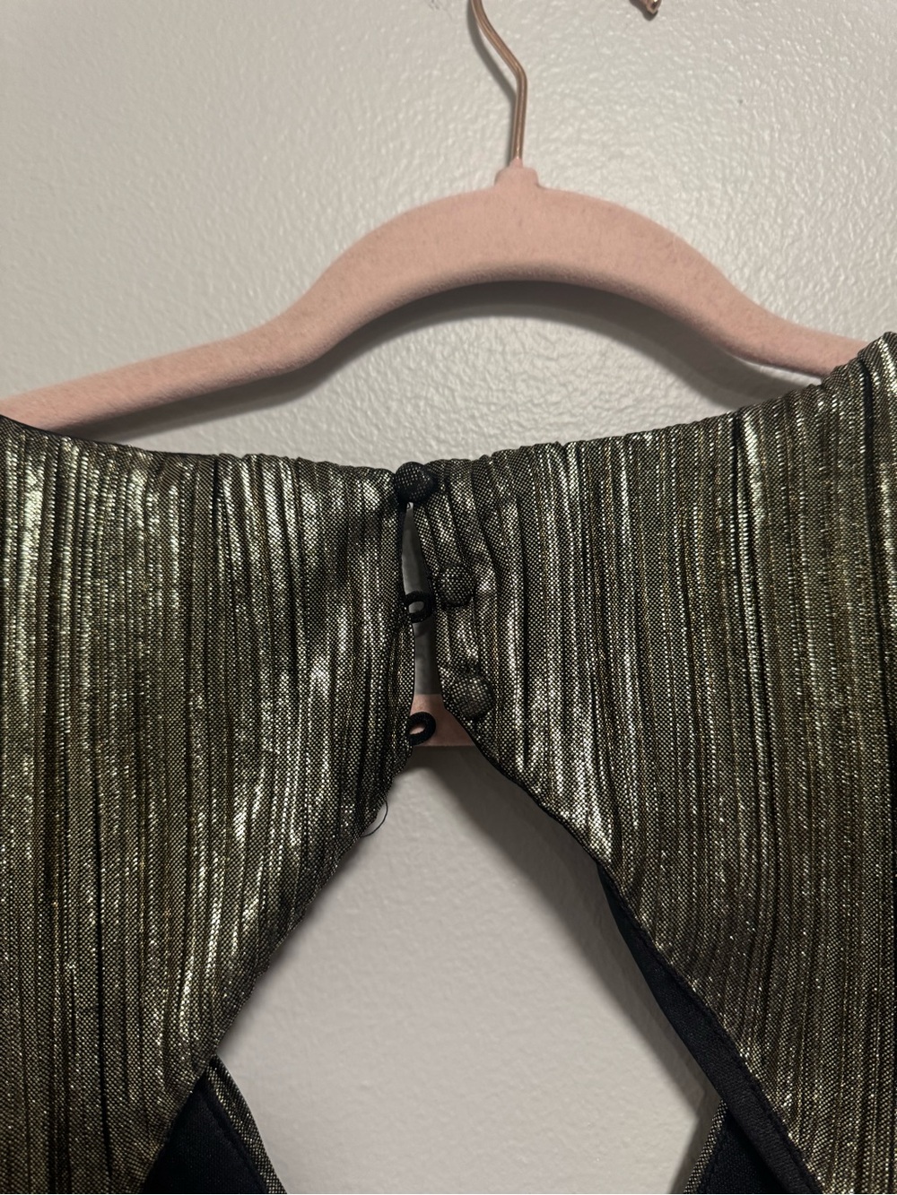 Lulus Plisse and Thank You Gold Pleated Long Sleeve Backless Romper - Picture 15 of 15